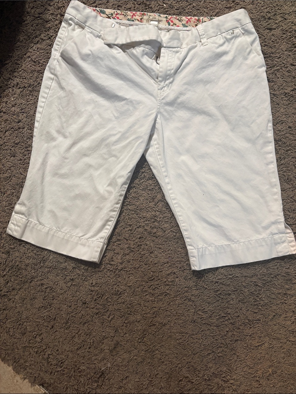 Old Navy White Bermuda Shorts with Cuffed Hem